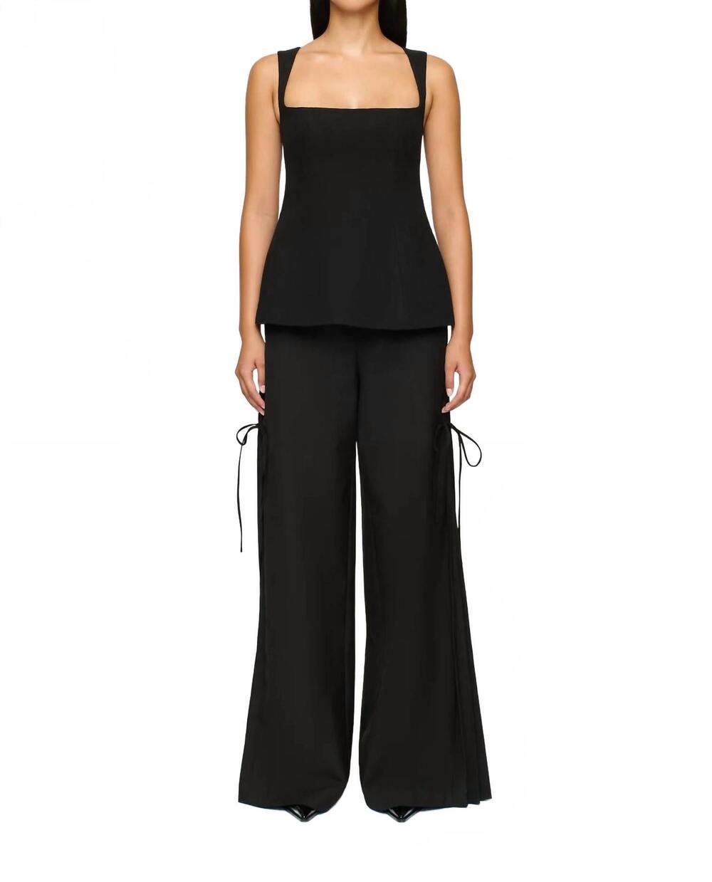 NEW CLEA carlos side tie trouser in black